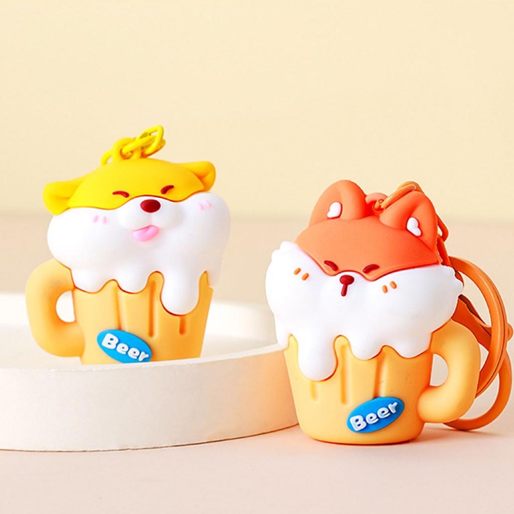Gantungan Kunci Magnet Couple 1 Set Sepasang Seri Fox And Puppy Drinking Beer
