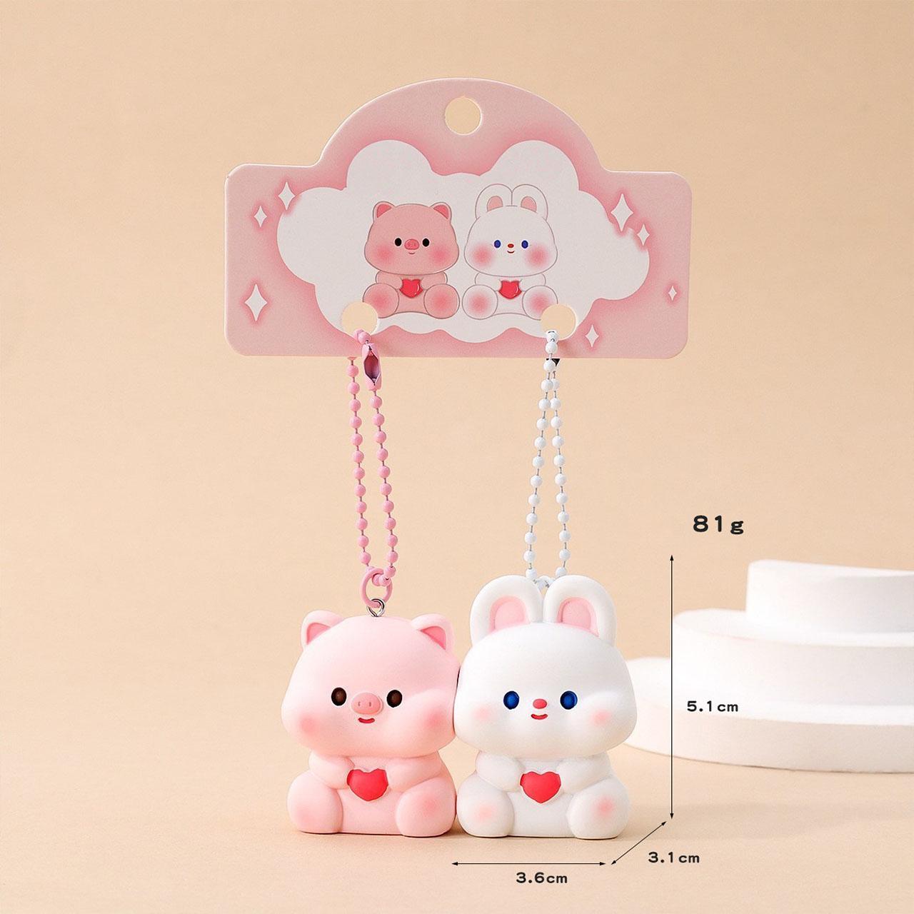 Gantungan Kunci Bag Charm Aksesori Tas Seri Pink Piggy And White Bunny