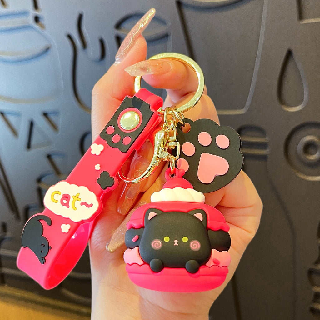 Gantungan Kunci Bag Charm Seri Cute Cat on Macaron