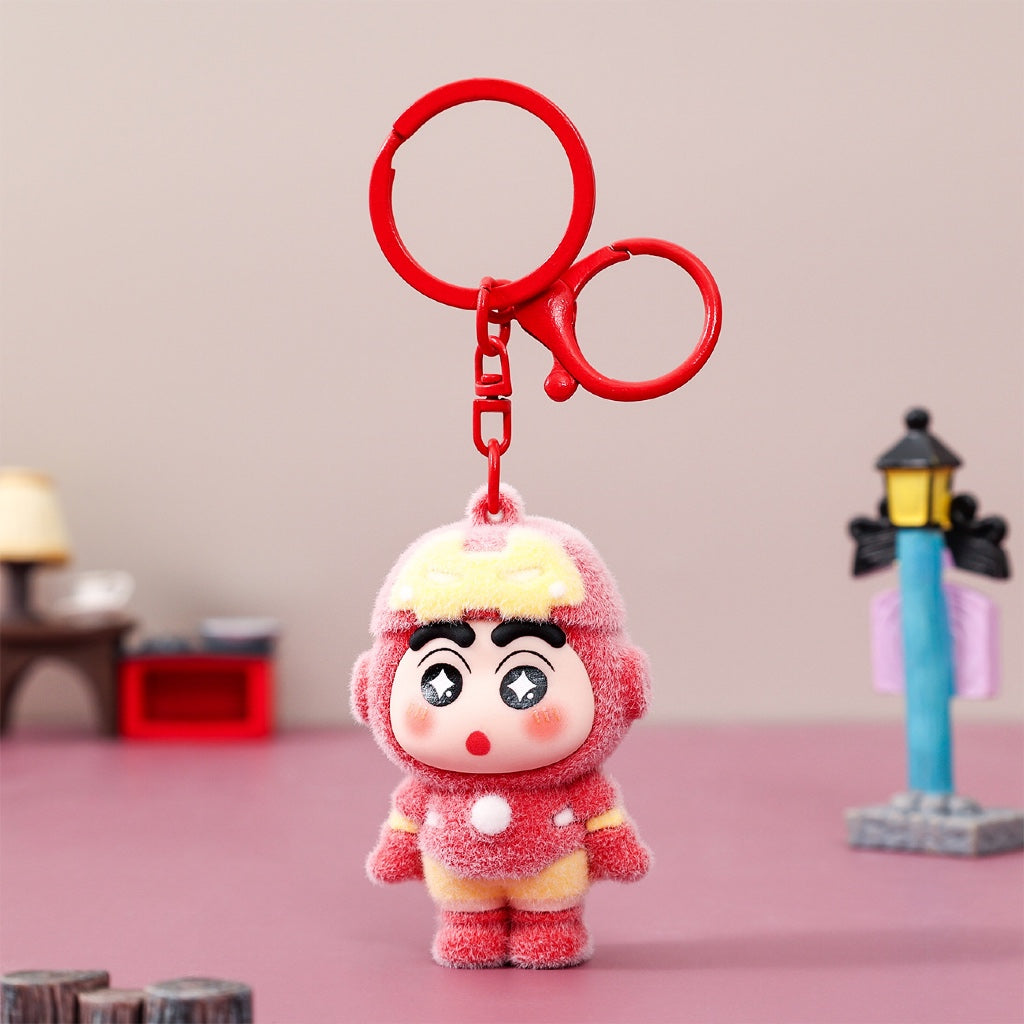 Gantungan Kunci Bag Charm Aksesori Tas Seri Shinchan Kostum Marver Ironman Captain America