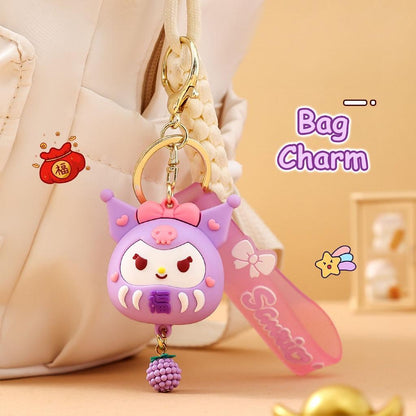 Gantungan Kunci Bag Charm Aksesori Tas Seri Sanrio X Daruma Dgn Strap
