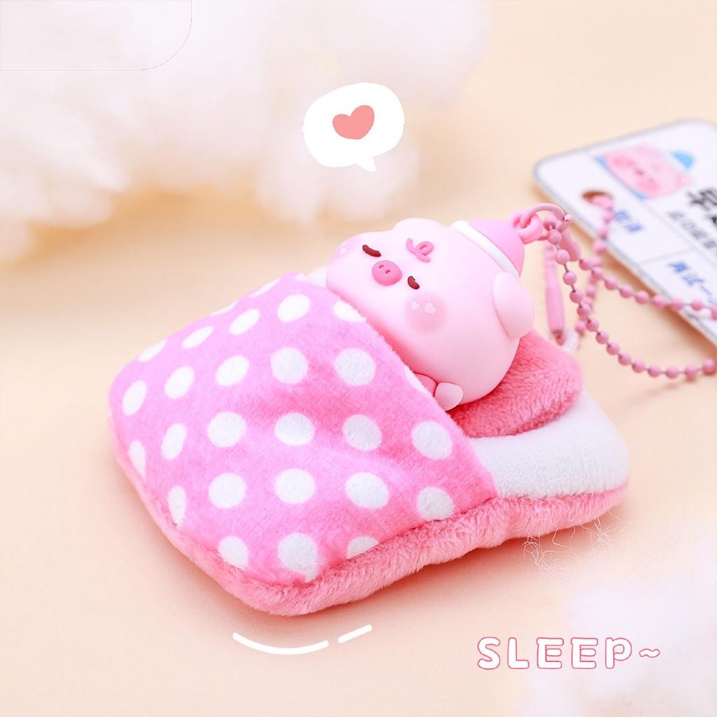 Gantungan Kunci Bag Charm 2 In 1 Set Cute Piggy And Sleeping Bag Aksesori Tas