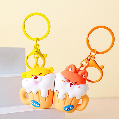 Gantungan Kunci Magnet Couple 1 Set Sepasang Seri Fox And Puppy Drinking Beer