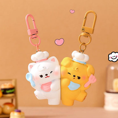 Gantungan Kunci Bag Charm Aksesori Tas Couple Dgn Magnet Seri Kitten Puppy Chef