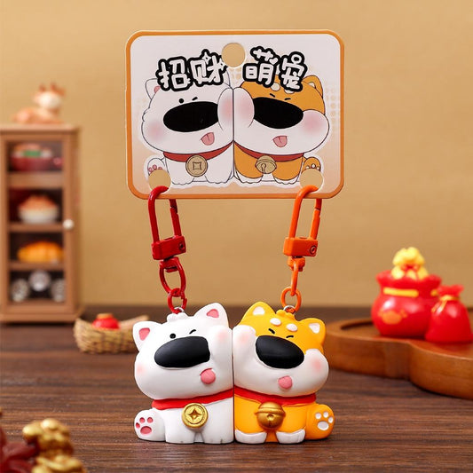 Gantungan Kunci Magnet Sepasang Seri Fortune Dog Aksesori Tas Souvenir Imlek