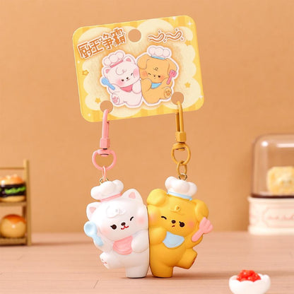 Gantungan Kunci Bag Charm Aksesori Tas Couple Dgn Magnet Seri Kitten Puppy Chef