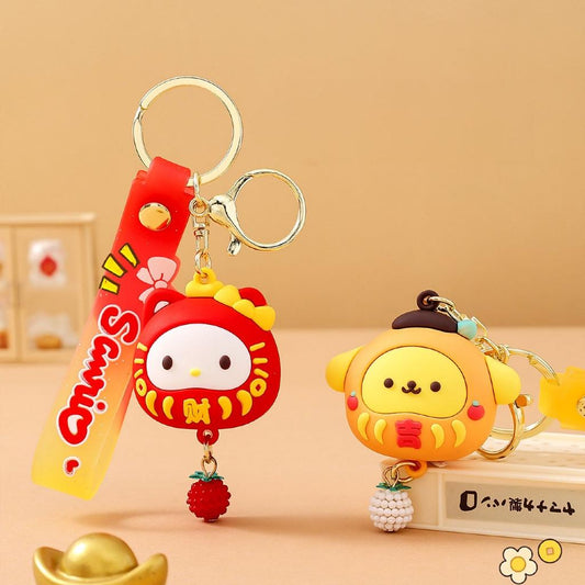 Gantungan Kunci Bag Charm Aksesori Tas Seri Sanrio X Daruma Dgn Strap