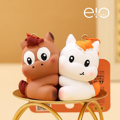 Gantungan Kunci Magnet Couple 1 Pasang Seri Cute Brown And White Horse