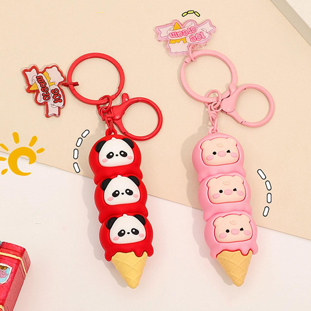 Gantungan Kunci Aksesori Tas Seri Piggy Panda Ice Cream