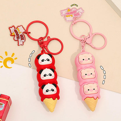 Gantungan Kunci Aksesori Tas Seri Piggy Panda Ice Cream