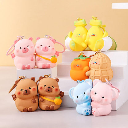 Gantungan Kunci Pasangan Couple Bag Charm Model Capybara Pink Pisang Gajah Kacang