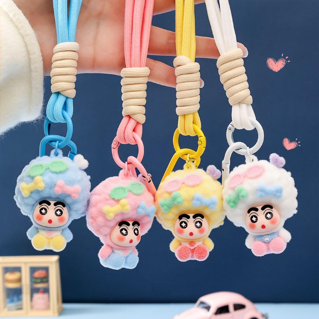 Gantungan Kunci Bag Charm Aksesori Tas Shinchan Kribo Dgn Pita