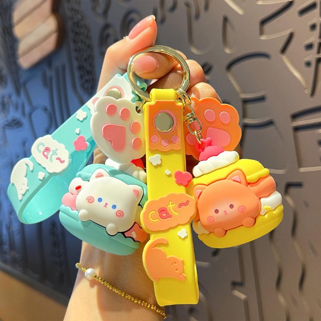 Gantungan Kunci Bag Charm Seri Cute Cat on Macaron