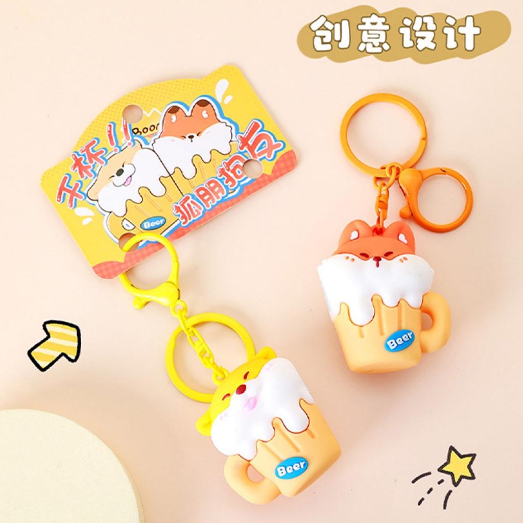 Gantungan Kunci Magnet Couple 1 Set Sepasang Seri Fox And Puppy Drinking Beer