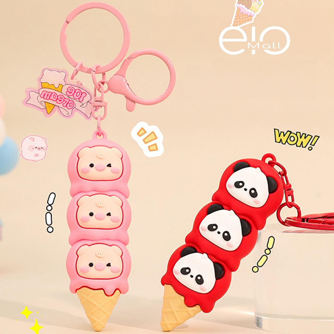 Gantungan Kunci Aksesori Tas Seri Piggy Panda Ice Cream