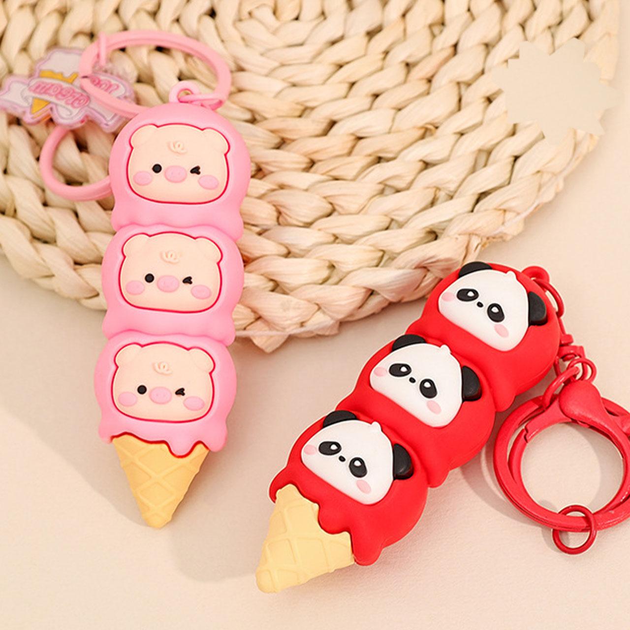 Gantungan Kunci Aksesori Tas Seri Piggy Panda Ice Cream