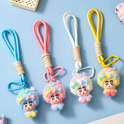 Gantungan Kunci Bag Charm Aksesori Tas Shinchan Kribo Dgn Pita