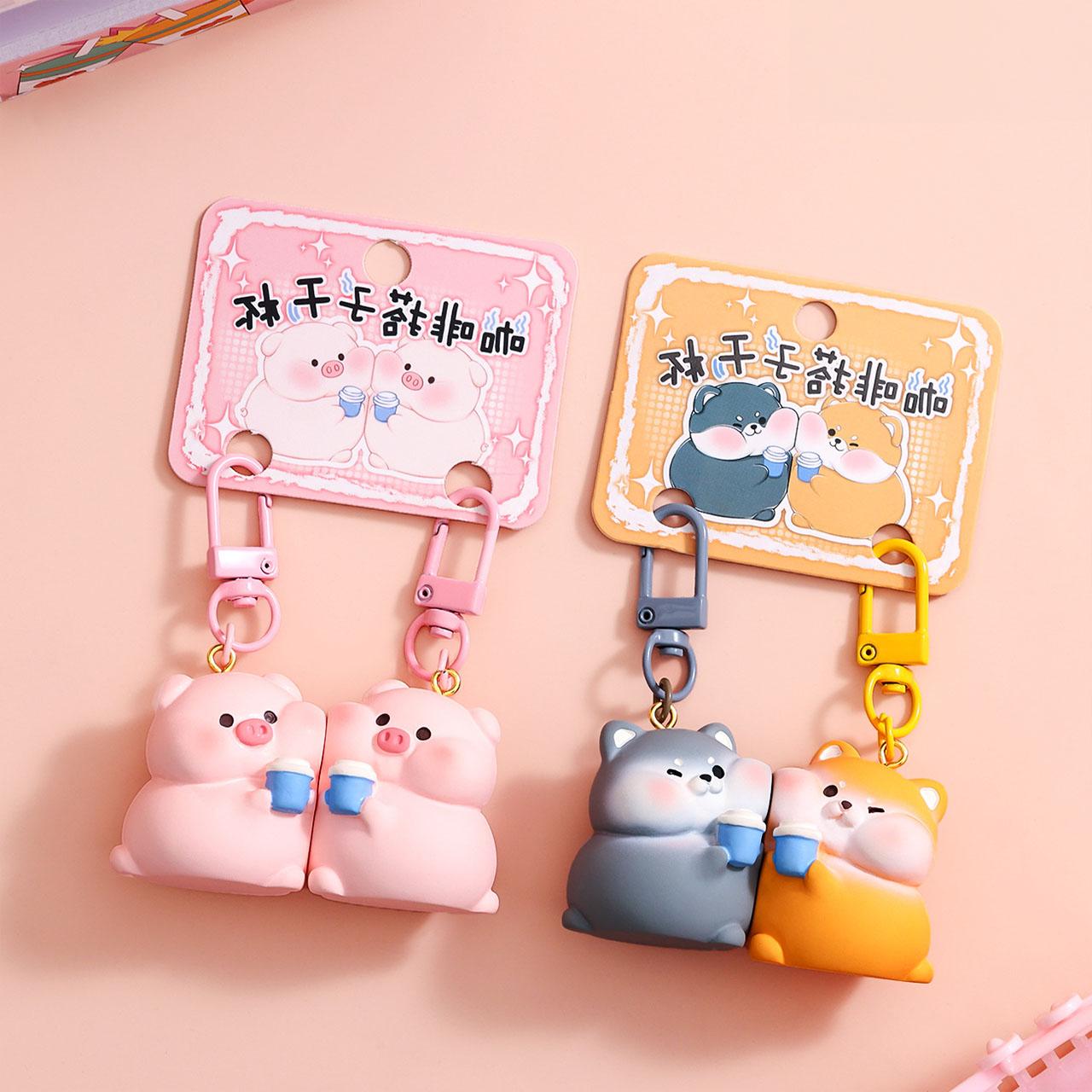 Gantungan Kunci Couple Pasangan Magnet Seri Piggy And Puppy