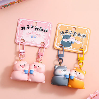 Gantungan Kunci Couple Pasangan Magnet Seri Piggy And Puppy