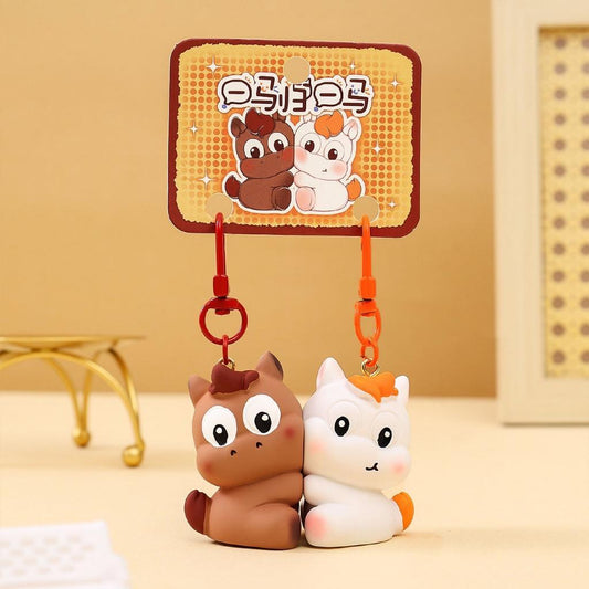 Gantungan Kunci Magnet Couple 1 Pasang Seri Cute Brown And White Horse