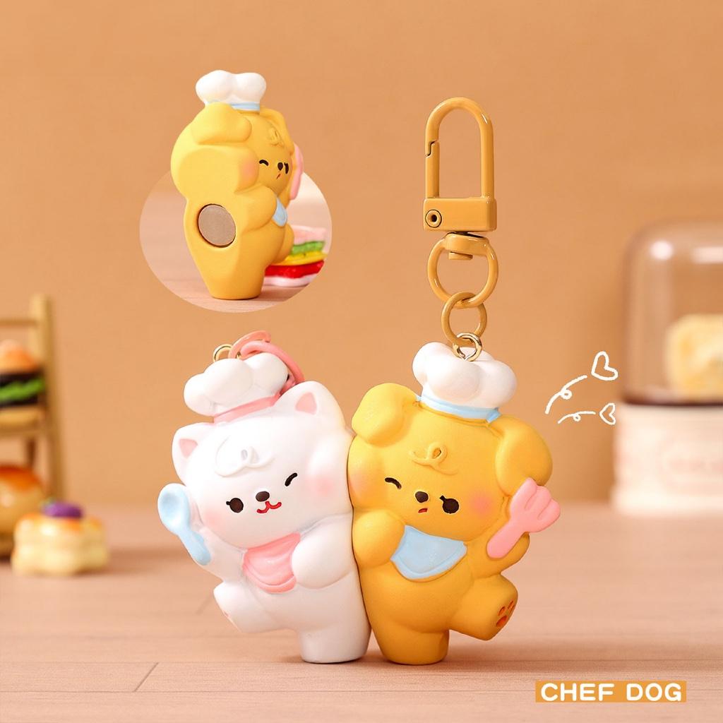 Gantungan Kunci Bag Charm Aksesori Tas Couple Dgn Magnet Seri Kitten Puppy Chef