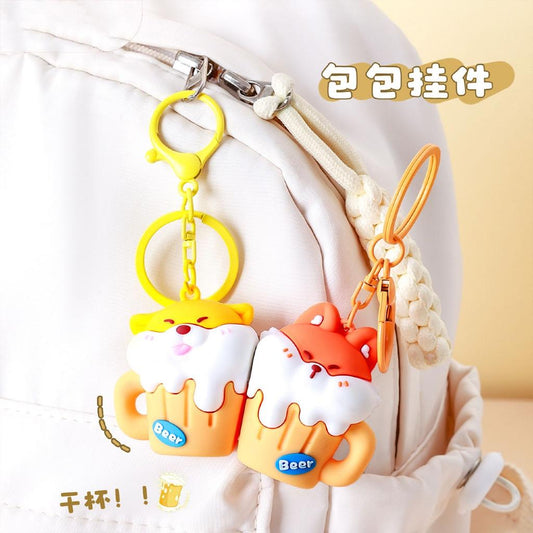 Gantungan Kunci Magnet Couple 1 Set Sepasang Seri Fox And Puppy Drinking Beer