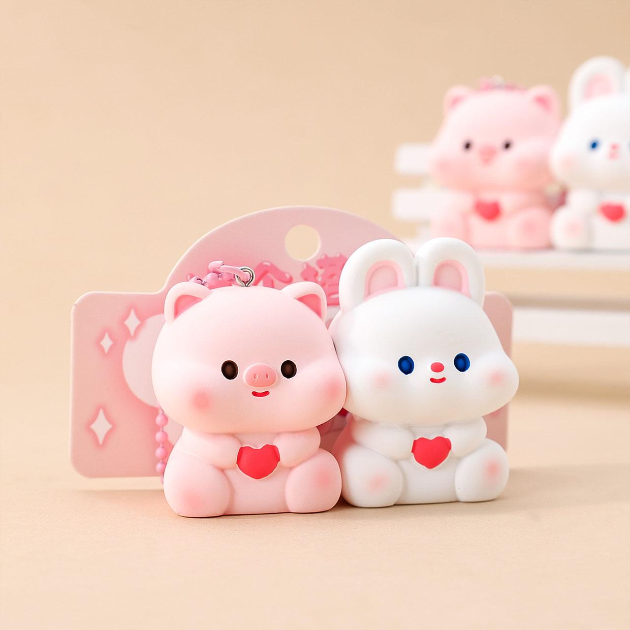 Gantungan Kunci Bag Charm Aksesori Tas Seri Pink Piggy And White Bunny