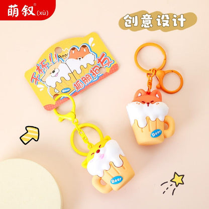 Gantungan Kunci Magnet Couple 1 Set Sepasang Seri Fox And Puppy Drinking Beer