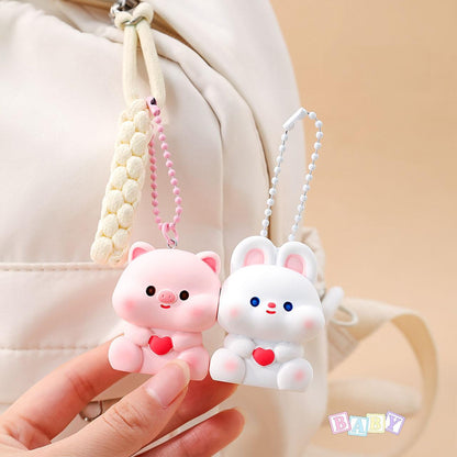 Gantungan Kunci Bag Charm Aksesori Tas Seri Pink Piggy And White Bunny