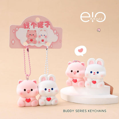 Gantungan Kunci Bag Charm Aksesori Tas Seri Pink Piggy And White Bunny