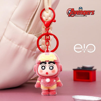 Gantungan Kunci Bag Charm Aksesori Tas Seri Shinchan Kostum Marver Ironman Captain America