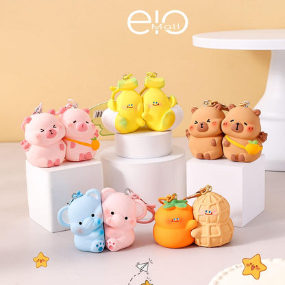 Gantungan Kunci Pasangan Couple Bag Charm Model Capybara Pink Pisang Gajah Kacang