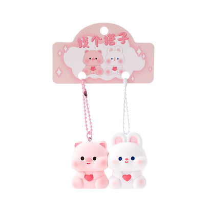 Gantungan Kunci Bag Charm Aksesori Tas Seri Pink Piggy And White Bunny