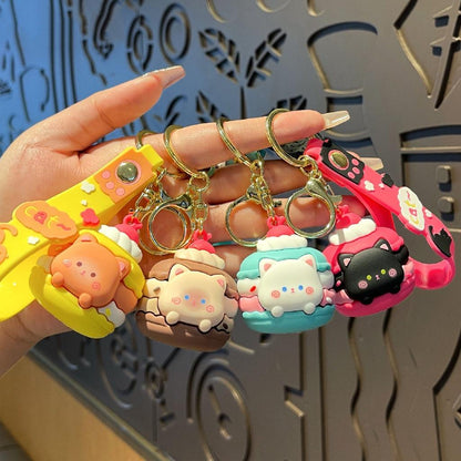 Gantungan Kunci Bag Charm Seri Cute Cat on Macaron