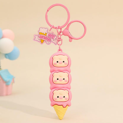 Gantungan Kunci Aksesori Tas Seri Piggy Panda Ice Cream