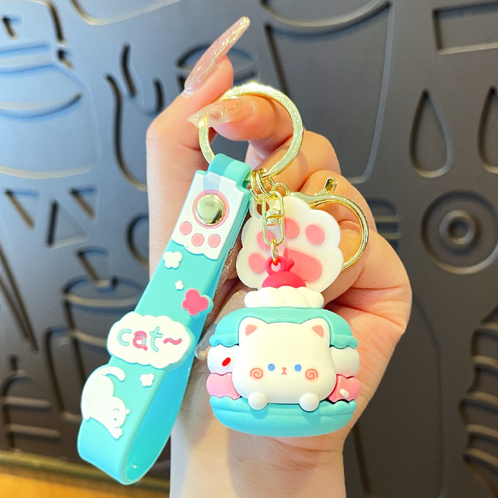 Gantungan Kunci Bag Charm Seri Cute Cat on Macaron