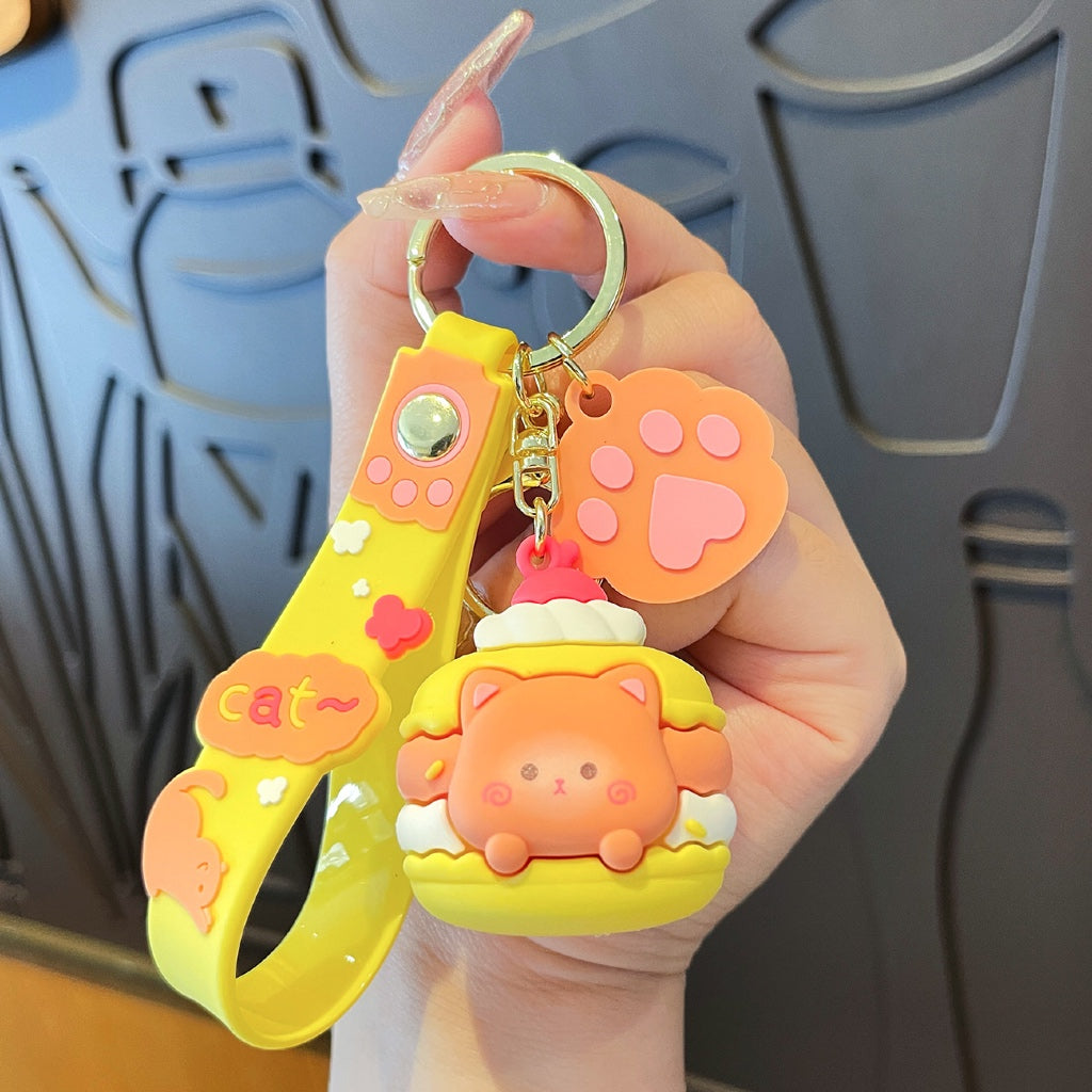 Gantungan Kunci Bag Charm Seri Cute Cat on Macaron