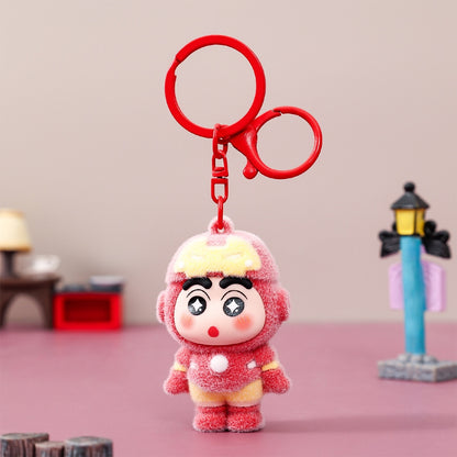 Gantungan Kunci Bag Charm Aksesori Tas Seri Shinchan Kostum Marver Ironman Captain America