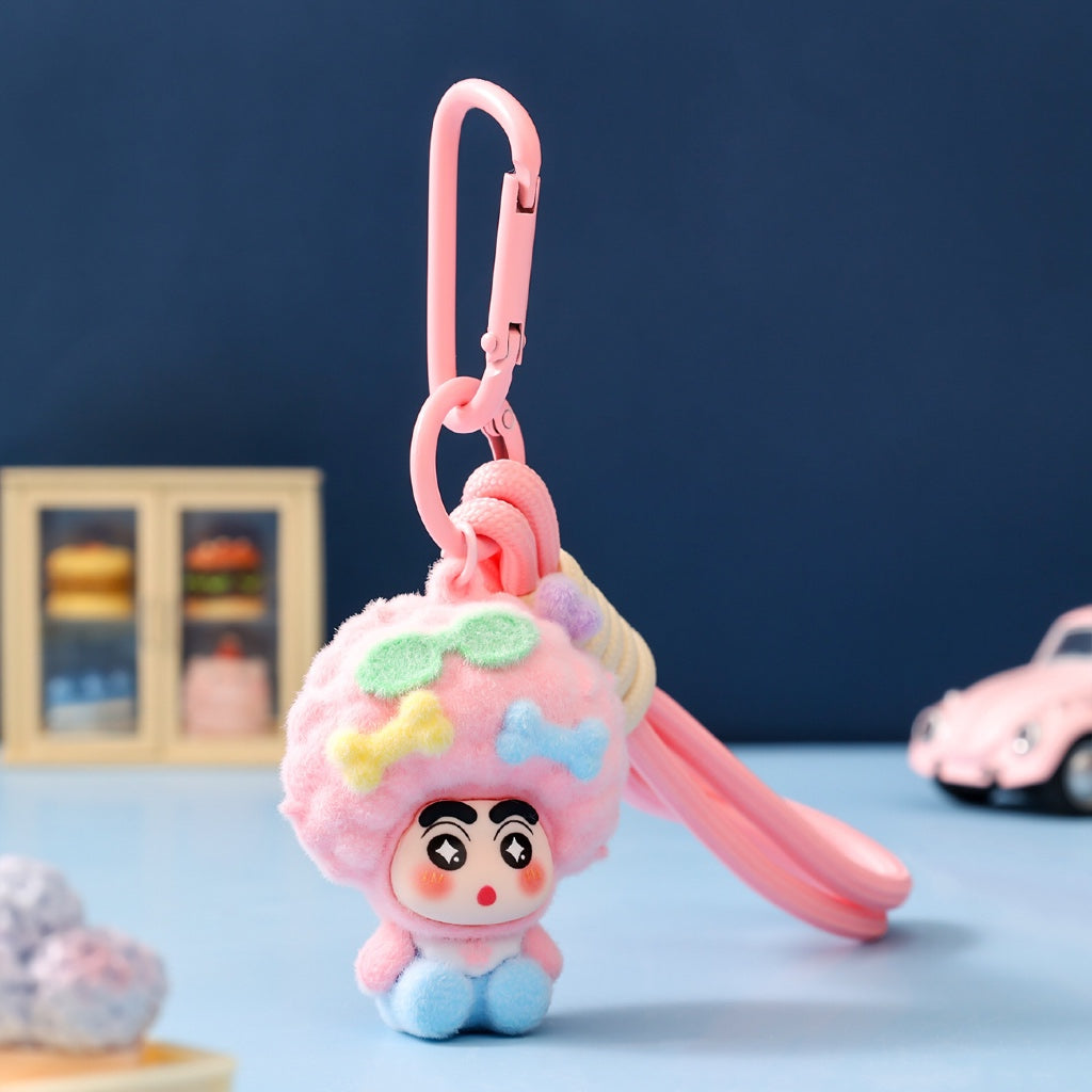 Gantungan Kunci Bag Charm Aksesori Tas Shinchan Kribo Dgn Pita