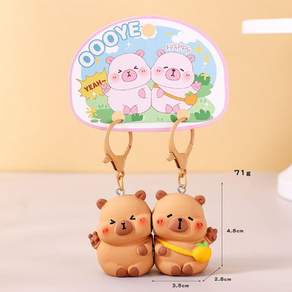 Gantungan Kunci Pasangan Couple Bag Charm Model Capybara Pink Pisang Gajah Kacang