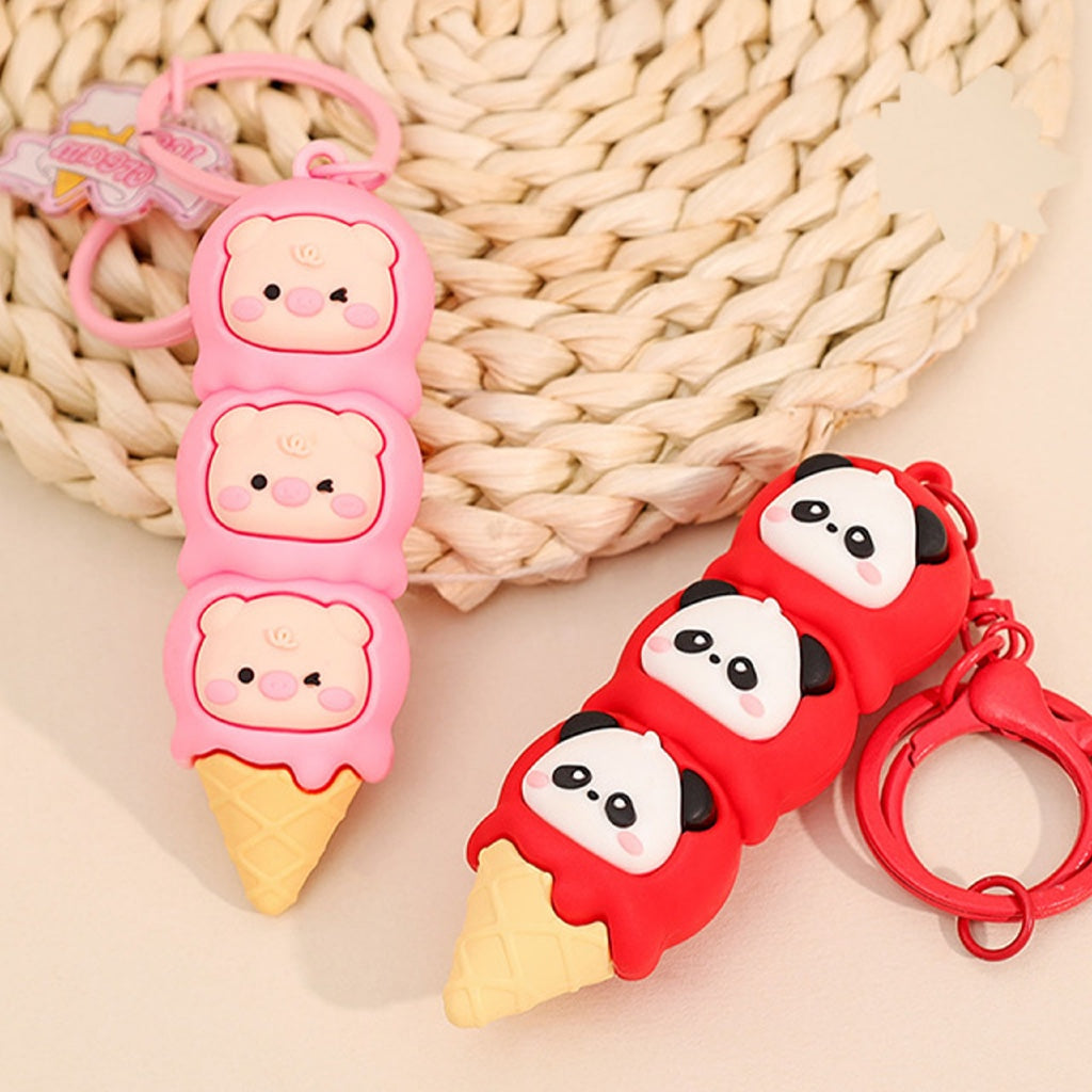 Gantungan Kunci Aksesori Tas Seri Piggy Panda Ice Cream