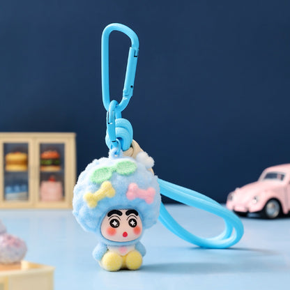 Gantungan Kunci Bag Charm Aksesori Tas Shinchan Kribo Dgn Pita