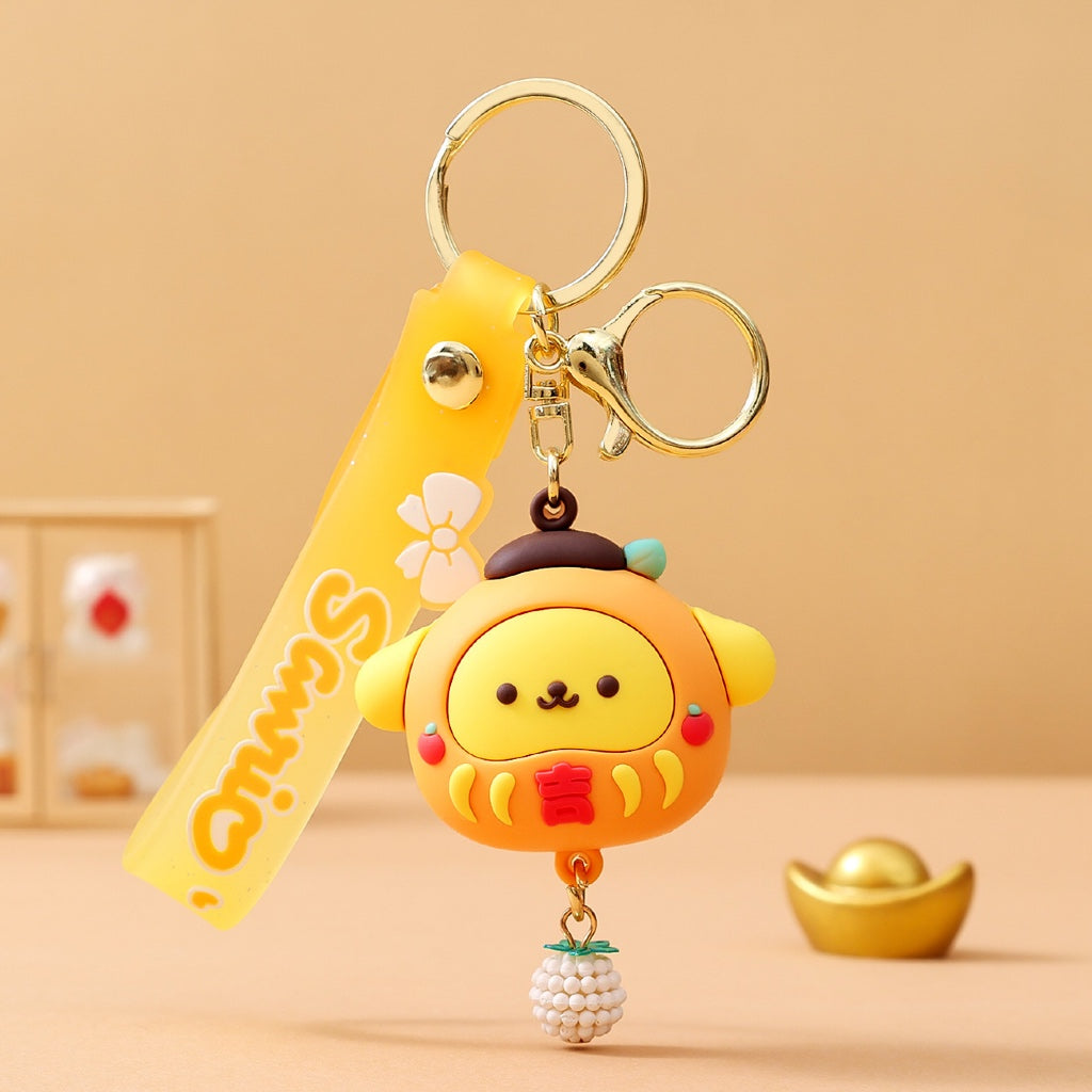 Gantungan Kunci Bag Charm Aksesori Tas Seri Sanrio X Daruma Dgn Strap