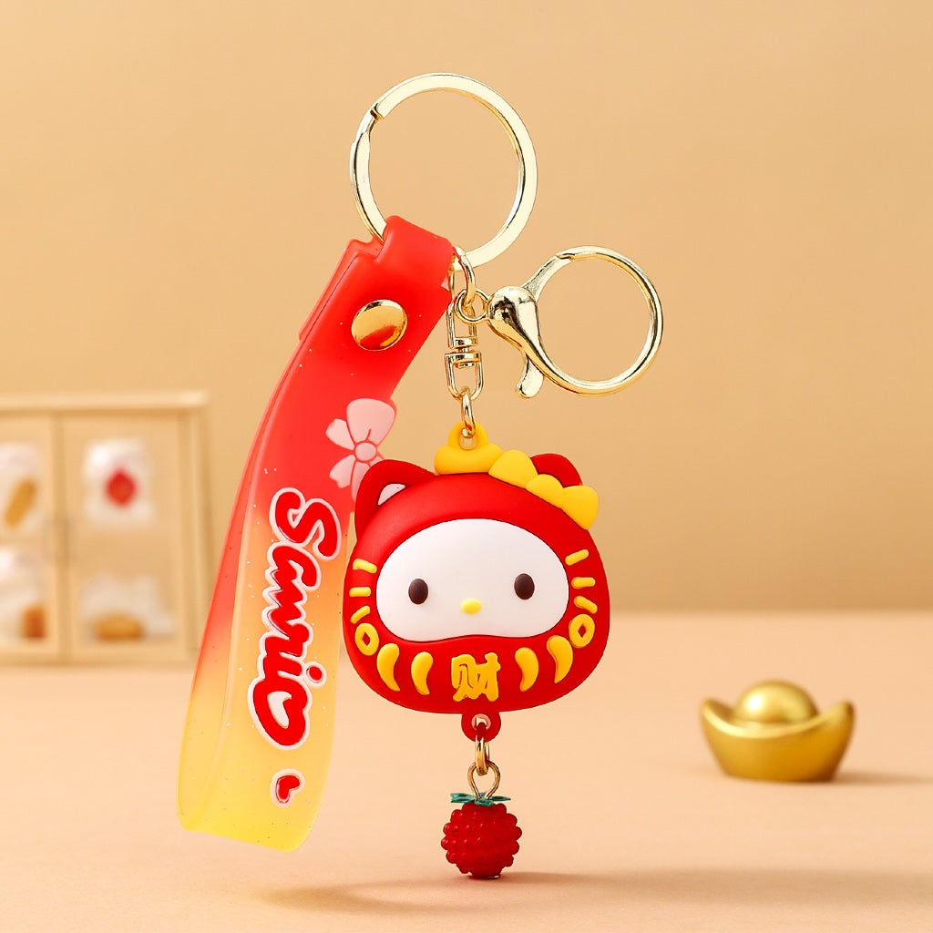 Gantungan Kunci Bag Charm Aksesori Tas Seri Sanrio X Daruma Dgn Strap