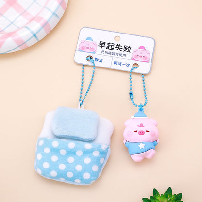 Gantungan Kunci Bag Charm 2 In 1 Set Cute Piggy And Sleeping Bag Aksesori Tas
